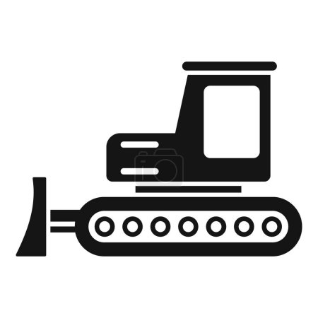 Vector illustration of a minimalist bulldozer icon, isolated on a white background, suitable for construction themes
