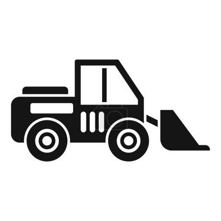 Graphic icon of a skid steer loader in bold black silhouette, suitable for construction themes