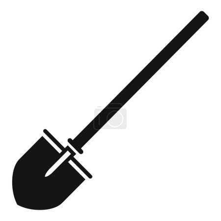 Einfaches und grafisches Schaufelsilhouetten-Symbol auf weißem Hintergrund, perfekt für Gartenarbeit, Landwirtschaft, Landwirtschaft, Bauwesen und Heimwerker-Projekte