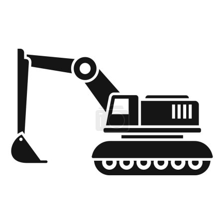 Black and white excavator silhouette vector illustration with hydraulic machinery and equipment for construction and earthmoving industry isolated on white background
