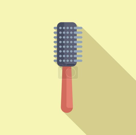 Graphic representation of a flat paddle hairbrush with shadow, isolated on a beige background