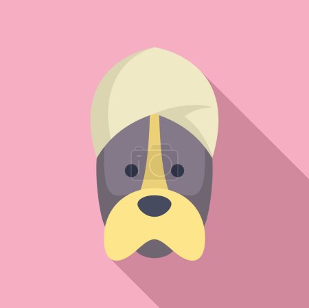 Mignon, avatar de chien dessin animé flatdesigned avec un look moderne sur une toile de fond rose doux