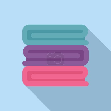 Flat design illustration of a neat stack of towels in pastel colors
