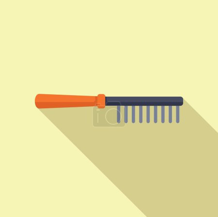 Simple vector graphic of a red handled comb on a pastel yellow background