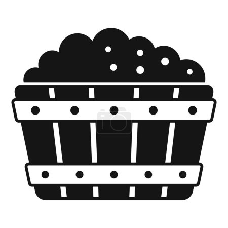 Ilustración vectorial simple de un cubo de palomitas de maíz en blanco y negro, perfecto para la iconografía