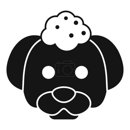 Illustration for Simplistic vector icon of a dog face with a fluffy bubble bath on its head - Royalty Free Image
