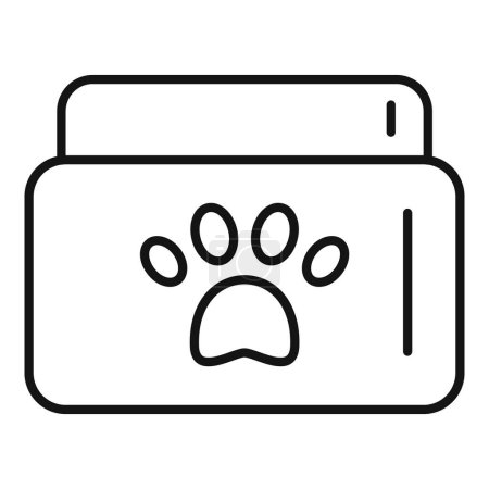 Icono de billetera para mascotas con ilustración de impresión de patas y diseño de línea de arte para presupuesto y planificación financiera relacionada con los costos y gastos de cuidado de mascotas