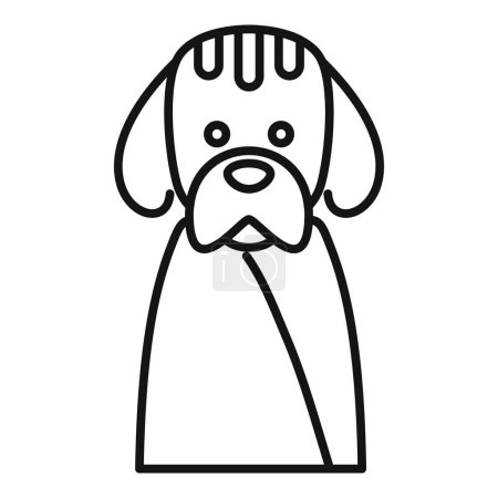 Illustration for Black and white line illustration of a friendly dog, suitable for icons and pet themes - Royalty Free Image