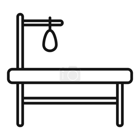 Ilustración de Diseño de iconos de horca minimalista con ilustración simple en blanco y negro de la soga colgante, que representa la pena capital y el sistema judicial histórico, en una silueta de contorno de vector monocromo - Imagen libre de derechos
