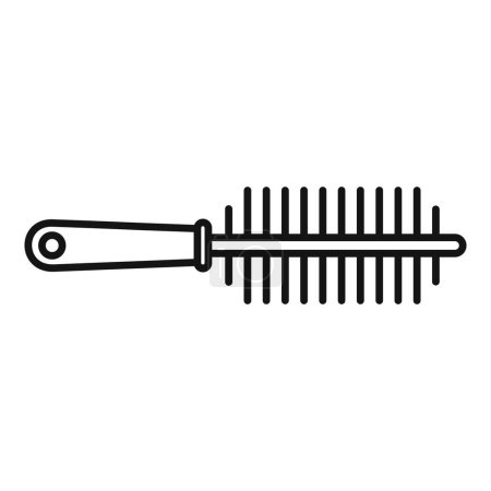 Simplista ilustración de línea de un peine de pelo en monocromo aislado sobre fondo blanco