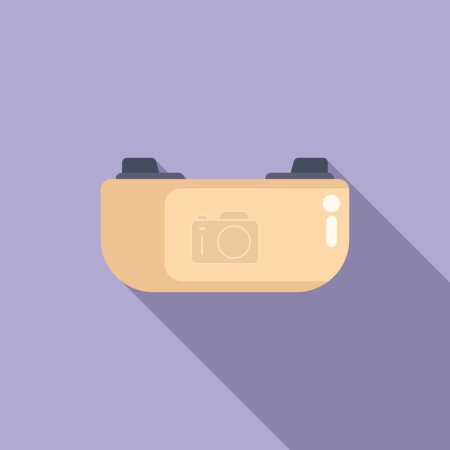 Illustration for Modern, minimalistic icon of a vr headset with a shadow, isolated on a purple background - Royalty Free Image