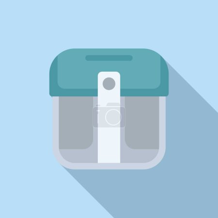 Modern flat design icon showcasing a blue lid plastic lunch box with shadow effect