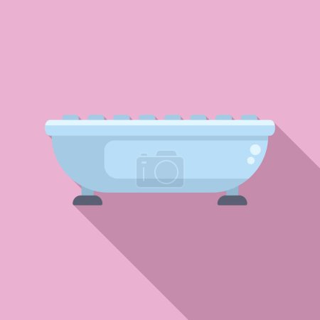 Minimalist illustration of a classic clawfoot bathtub against a soft pink backdrop