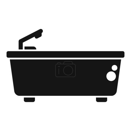 Minimalist modern black bathtub silhouette icon isolated on white background for interior design, home decor and plumbing projects