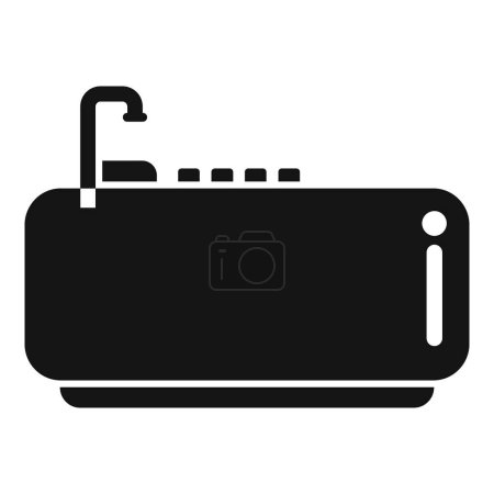 Téléchargez les illustrations : Icône graphique représentant un grille-pain, dans une silhouette simple noir et blanc - en licence libre de droit