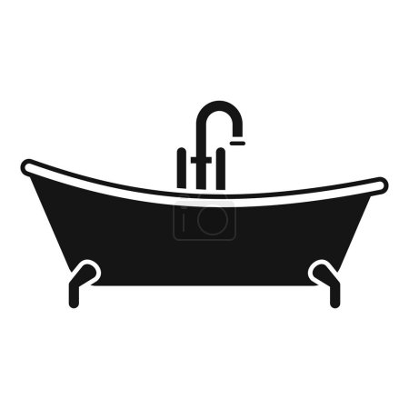 Vintage clawfoot bathtub silhouette in black vector illustration for classic freestanding plumbing home interior design and bathroom decor with a touch of elegance and retro charm