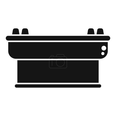 Icono simplificado ilustración de una estufa de gas en blanco y negro, aislado sobre fondo blanco