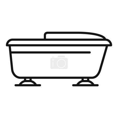Simplistic line drawing of a vintage clawfoot bathtub, ideal for icons or minimalist designs