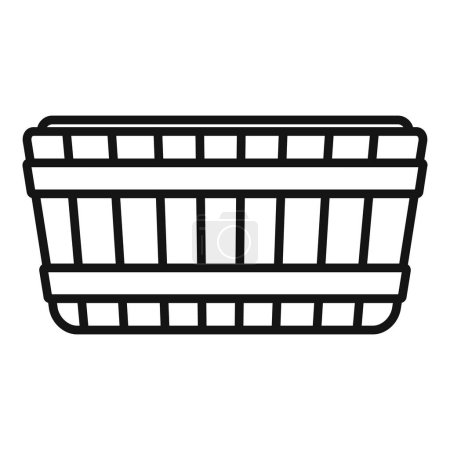 Simple vector illustration of a shopping basket in a black and white line art style