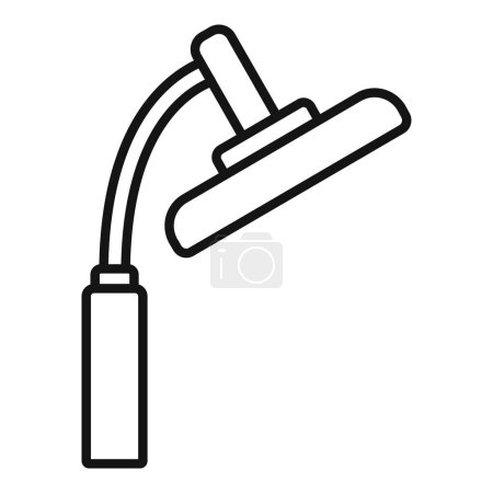 Illustration for Simple black line vector drawing of a showerhead with a handle, suitable for icons or logos - Royalty Free Image