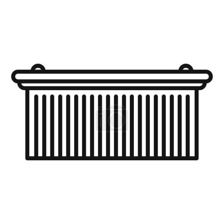 Simplistic black line icon illustration of a frontfacing industrial dumpster