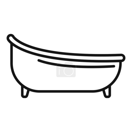 Classic, line art illustration of a freestanding clawfoot bathtub, isolated on white background
