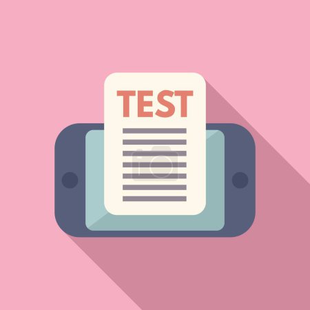 Flat design icon of a mobile phone displaying a test, ideal for educationrelated content