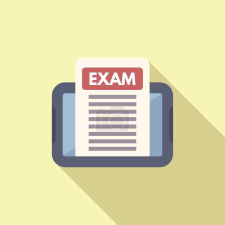 Vector illustration depicting a stylized exam document on a clipboard with a flat design shadow effect
