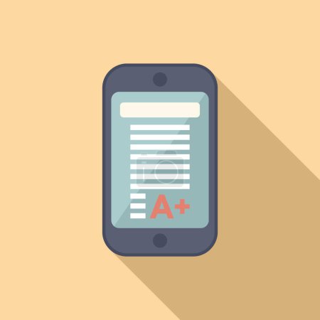 Vector illustration of an a plus grade on a smartphone display, depicting online education success