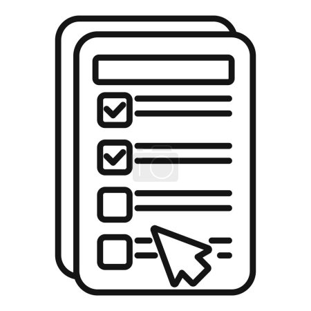 Minimalistisches Online-Checklisten-Konzeptsymbol mit Cursor und Häkchen im Vektor-Outline-Stil für digitale Aufgabenlisten und organisierte Planung auf Weboberflächen und Dokumenten