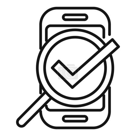 Icono de garantía de calidad móvil en formato vectorial para comprobar y validar aplicaciones de teléfonos inteligentes y software digital, garantizando la precisión y una experiencia de usuario confiable