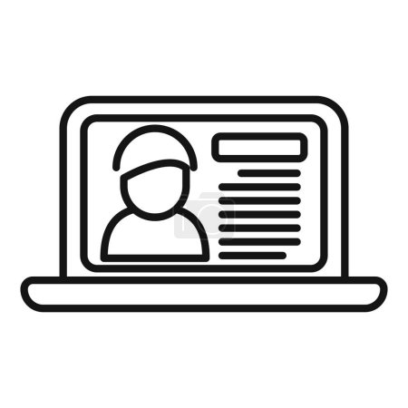 Illustration of a laptop displaying a users profile, ideal for digital identity concepts
