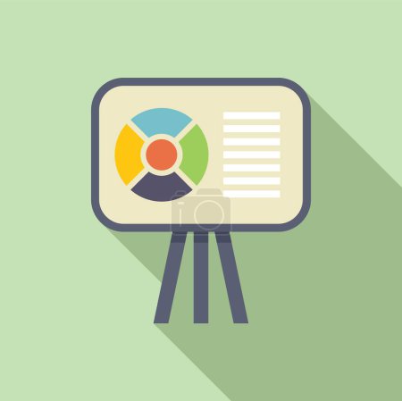 Minimalist vector illustration of a presentation board with chart and text on a tripod