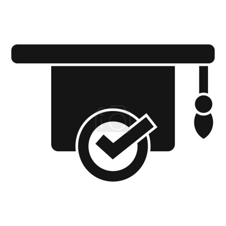 Flat design icon featuring a graduation cap with a check mark, symbolizing educational achievement