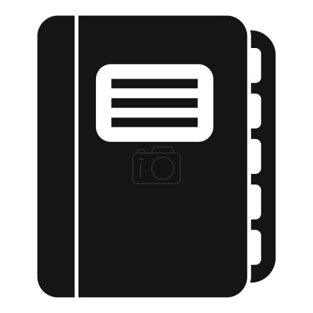Vector illustration of a closed black notebook icon, isolated on a white backdrop