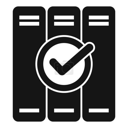 Icono de marca de verificación de centro de datos moderno y seguro para ilustración de tecnología de almacenamiento de red y servidor verificada y certificada