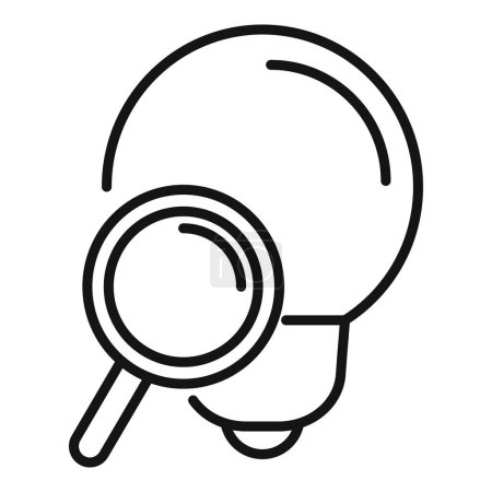Vector illustration of a stylized human head outline with a magnifying glass, symbolizing search or focus