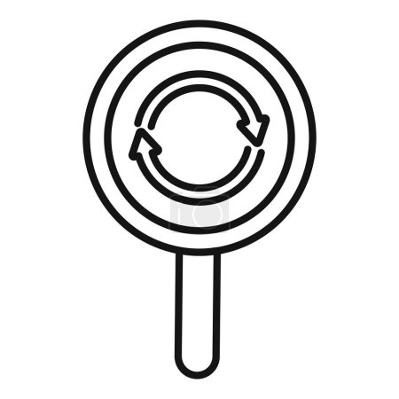 Black and white line art illustration of a lollipop with circular arrow, symbolizing refresh or update
