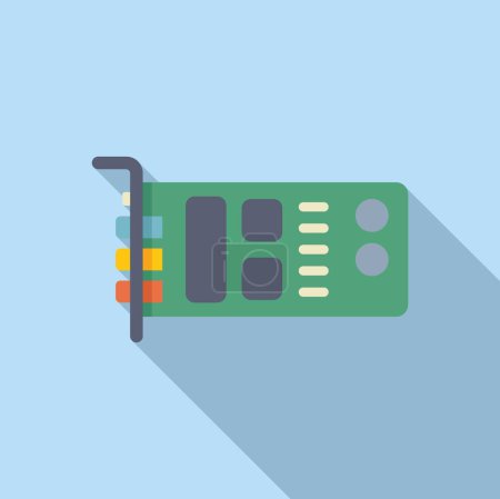 Illustration for Vector graphic of a stylized green circuit board with a variety of components and connectors - Royalty Free Image