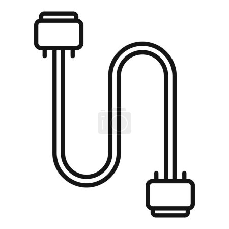 Téléchargez les illustrations : Vector illustration of a usb cable in a simple line art style isolated on a white background - en licence libre de droit