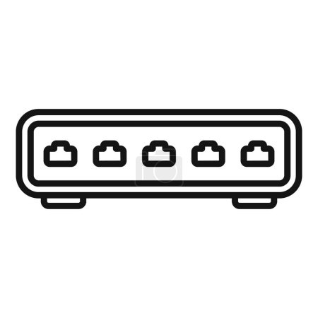 Téléchargez les illustrations : Black and white line art of a usb hub with multiple ports for device connectivity - en licence libre de droit