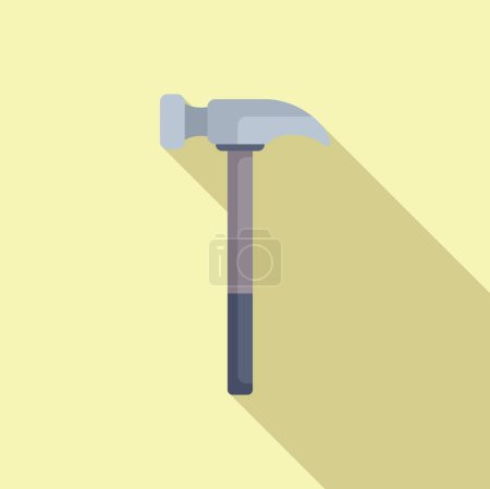 Vector graphic of a claw hammer with a shadow, using a minimalist flat design style on a yellow background