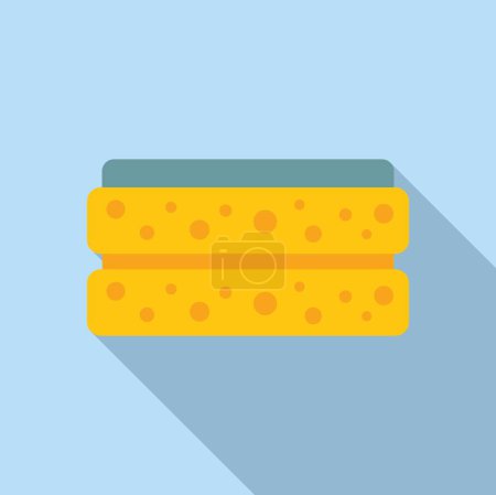 Vector illustration of two yellow cheese blocks with holes in a flat design style on a blue background