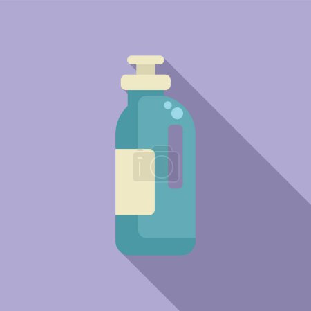 Vecteur plat minimaliste d'un distributeur de savon liquide bleu avec étiquette vierge sur fond violet