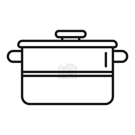 Black and white line art design of a simple cooking pot, suitable for icons or instructional material