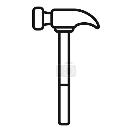 Art linéaire noir et blanc d'un seul marteau à griffe, icône de l'outil