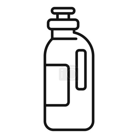 Dessin à la ligne simple noir et blanc d'une bouteille d'eau réutilisable, adapté à différents modèles