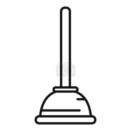 Black and white line drawing illustration of a plunger for plumbing