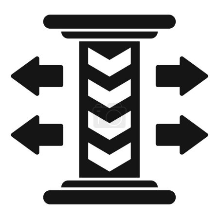 Vereinfachte Vektordarstellung eines Kompressionssymbols, umgeben von Pfeilen auf weißem Hintergrund