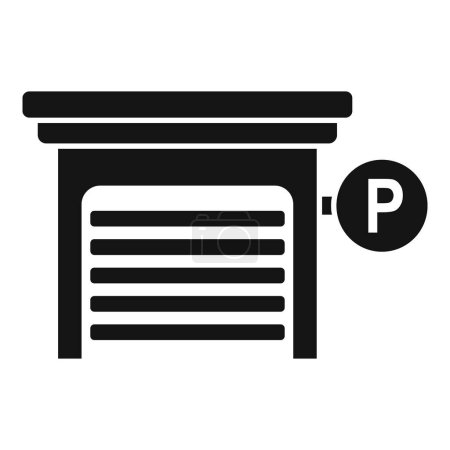 Simplistic icon representing a parking garage with letter p sign